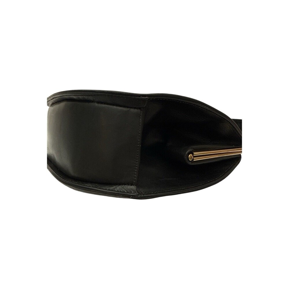 Vintage 1950s Escort Bag Black Leather Frame Handbag Mirror Coin Purse MCM - Picture 14 of 14